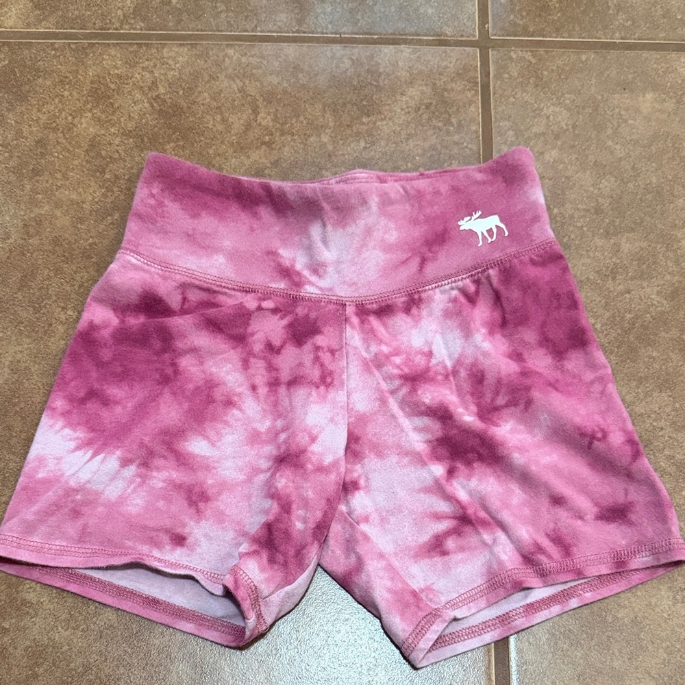 abercrombie kids Pink Tie-Dye High-Waist Active Shorts